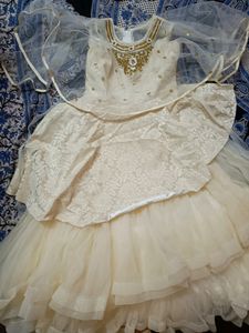 Girls Off-white Flared Gown