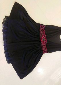 Black Mini Dress with Pink Embellishments