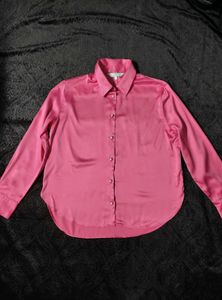 🌸Pink Satin Button-Down Shirt