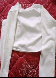 White Long Sleeve Crop Top