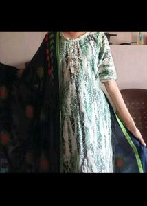 Green Printed Kurta Set