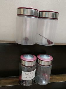 Set Of 4 Good Quality Plastic Container Jar