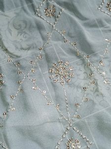 Cloth Gorget Fabric Work Embroidery With Secwense Lenth 43( Mitter 60 C. M.)