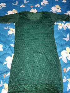 Chikankari Green Kurti With Dupatta
