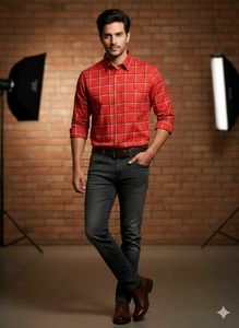 Red Plaid Men&#39;s Shirt