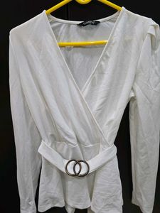 Elegant White Wrap Top