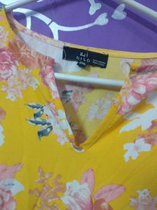Yellow Floral Print Dress
