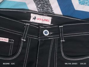 Black Cargo Pants with White Stitching