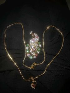 Gold Chain with Peacock Pendant