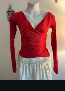 Red Long Sleeve Top