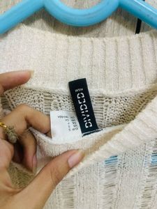 H&amp;M White Knit Crop Top