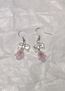 Cute Bow &amp; Pink Floral Earrings 🌸✨🦪