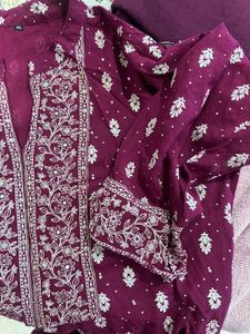 Purple Anarkali Dress With Dupatta