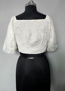 White Floral Crop Top