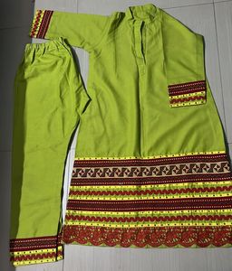 Lime Green Embroidered Kurta Pant Set