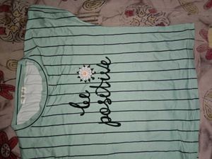 Striped 'Be Positive' T-Shirt.