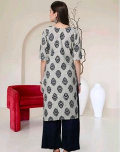 Elegant Grey Printed straight Kurta