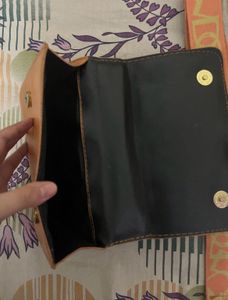 Brown Croco &amp; Orange Quilted Bag