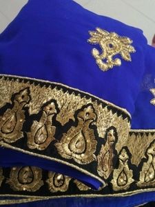 Royal Blue,Black Border With Beads
