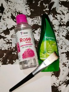 💥Multani Mitti,Rosewater,Aloevera Gel,Brush Combo