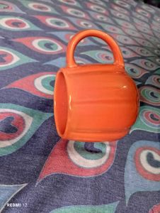 Pumkin Shaped Hand Made Imported Mugs Set Of 2