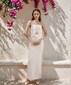 shein Elegant White Two-Piece Set