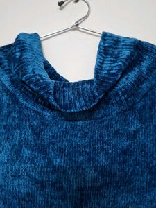 Teal Velvet Cowl Neck Top