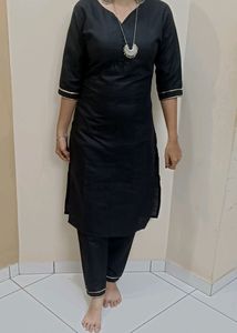 Black Kurti Pant Set For Women