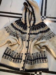 Patterned Hooded Cardigan