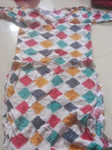 Colorful Diamond Print Kurta Set