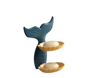 Mermaid Double Layer Soap Tray, Self Adhesive Merm