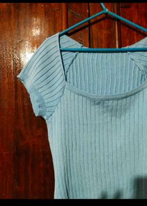 Blue Ribbed top for women
