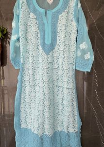 Light Blue Chikankari Kurti