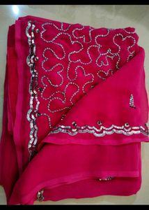 Rose Colour Heavy Hand worked Saree