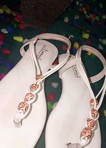 White Beaded Thong Sandals