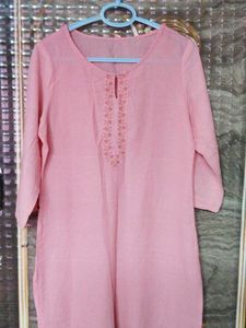 Peach Embroidered Kurti