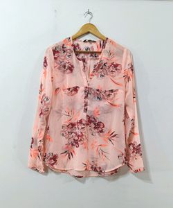 Harpa Peach Floral Sheer Top(Women)