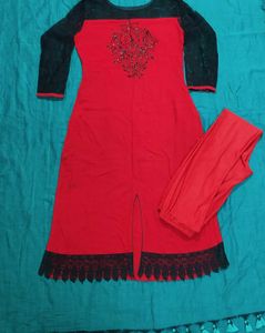 Red &amp; Black Kurti Set
