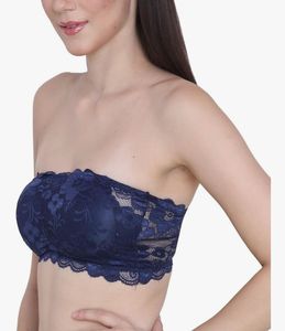 Navy Blue Lace Bandeau Bra (without straps)