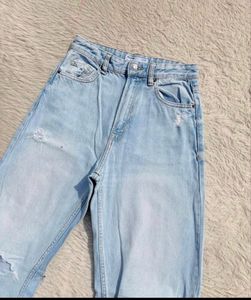 BERSHKA Ripped Wide Leg Jeans