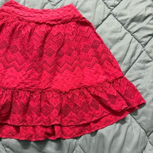 Red Boho Ruffle Skirt