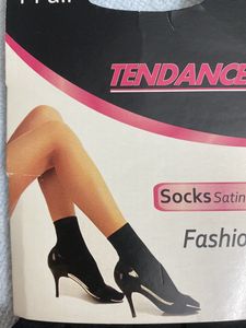 Ankle Level Black Satin Stockings- Unused