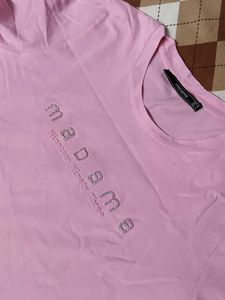 Madame Pink Brand Embossed Print Cotton Tshirt