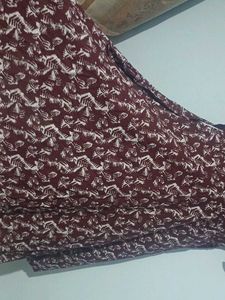 Burgundy Print Butterfly Sleeve Dress