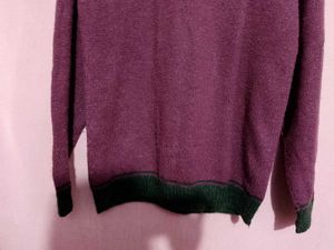 Purple V-Neck Pullover Sweater