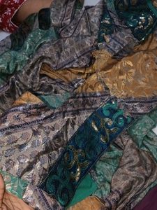 Royal Blue Silk &amp; Net Saree,Gold Pattern &amp;Sequnce