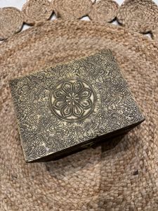 Wooden Vintage Box With Brass