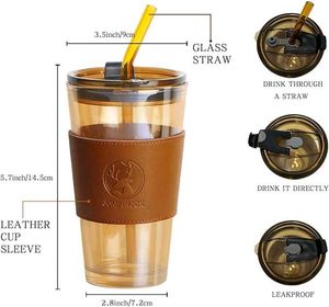 Glass Coffee Sipper Mugs with Straw 😍