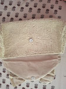 Embellished Pearl White Hand Clutch
