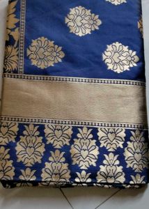 Woven Banarasi Jacquard Saree (Dark Blue)